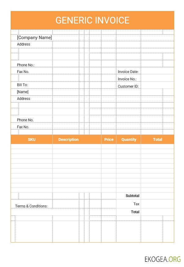 Modèle de facture générique modifiable